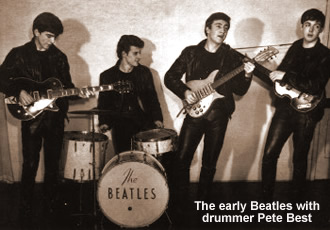 The early Beatles with drummer Pete Best
