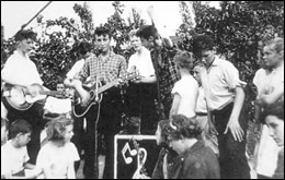 The Quarrymen with John Lennon performing on July 6, 1957